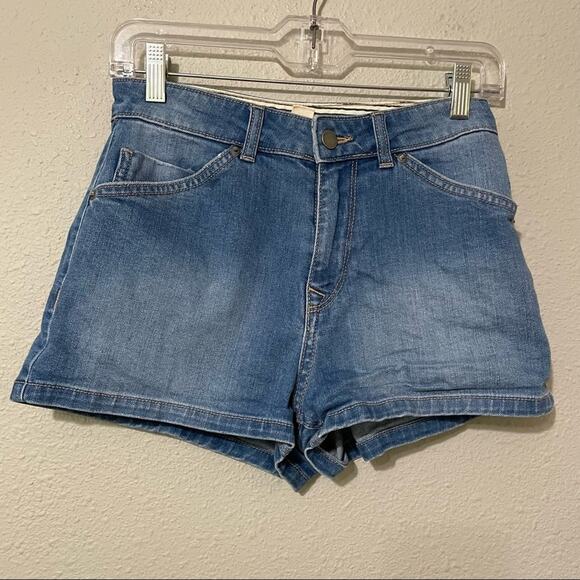 Roxy High Rise Super Short Jean Shorts Womens 26 Blue Denim Stretch Beach Summer - Picture 1 of 8